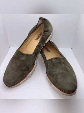 Paul Green Women Suede Slip On Loafer Sage Green Sawtooth Grip Sz 8 Casual Shoes